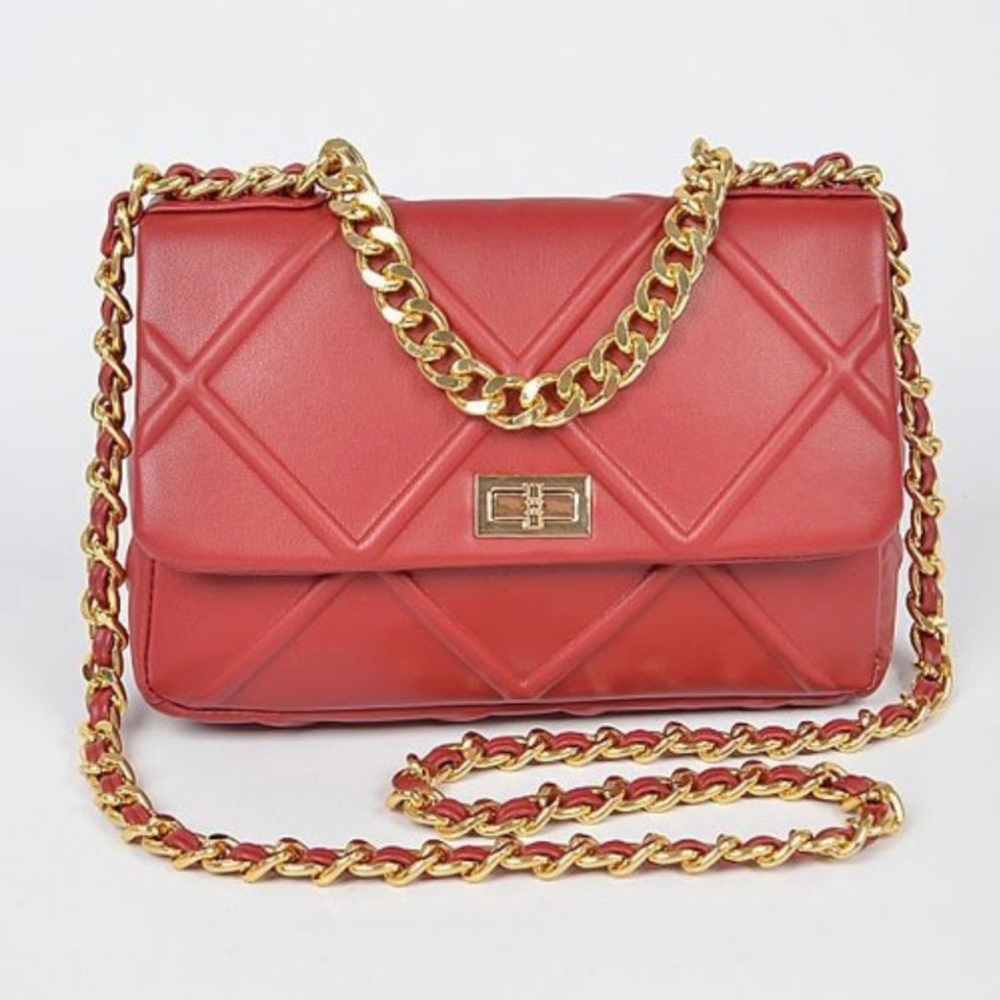 Large Red Quilted Purse
